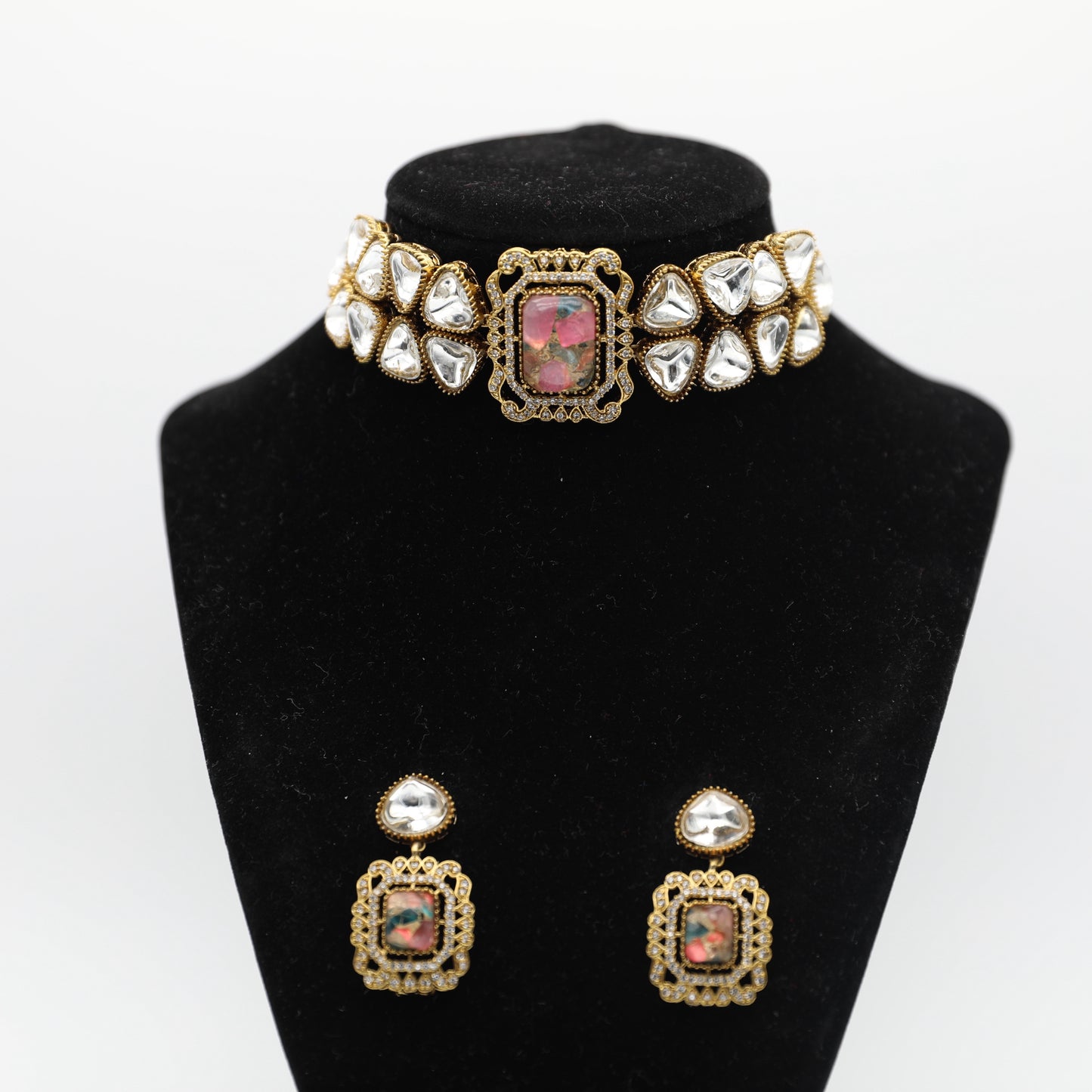 Moissanite Set β Pink & Green Marble πβ¨