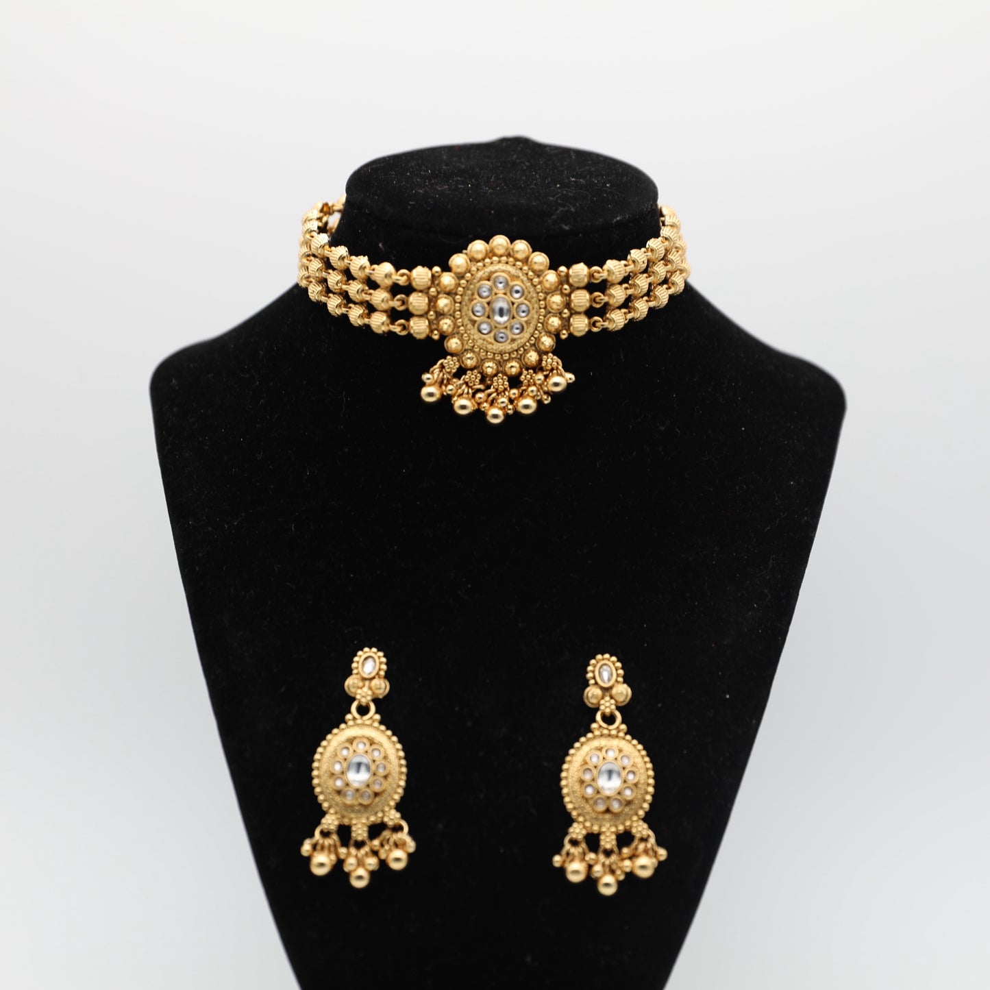 π Gold-Plated Necklace Set β Necklace & Earrings (Purple π | Green π | White π€)