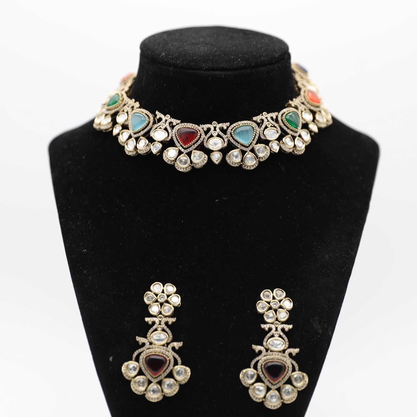Moissanite Necklace & Earrings Set β Mint-Pink, White, Multi, Red, Pink, Blue πβ¨