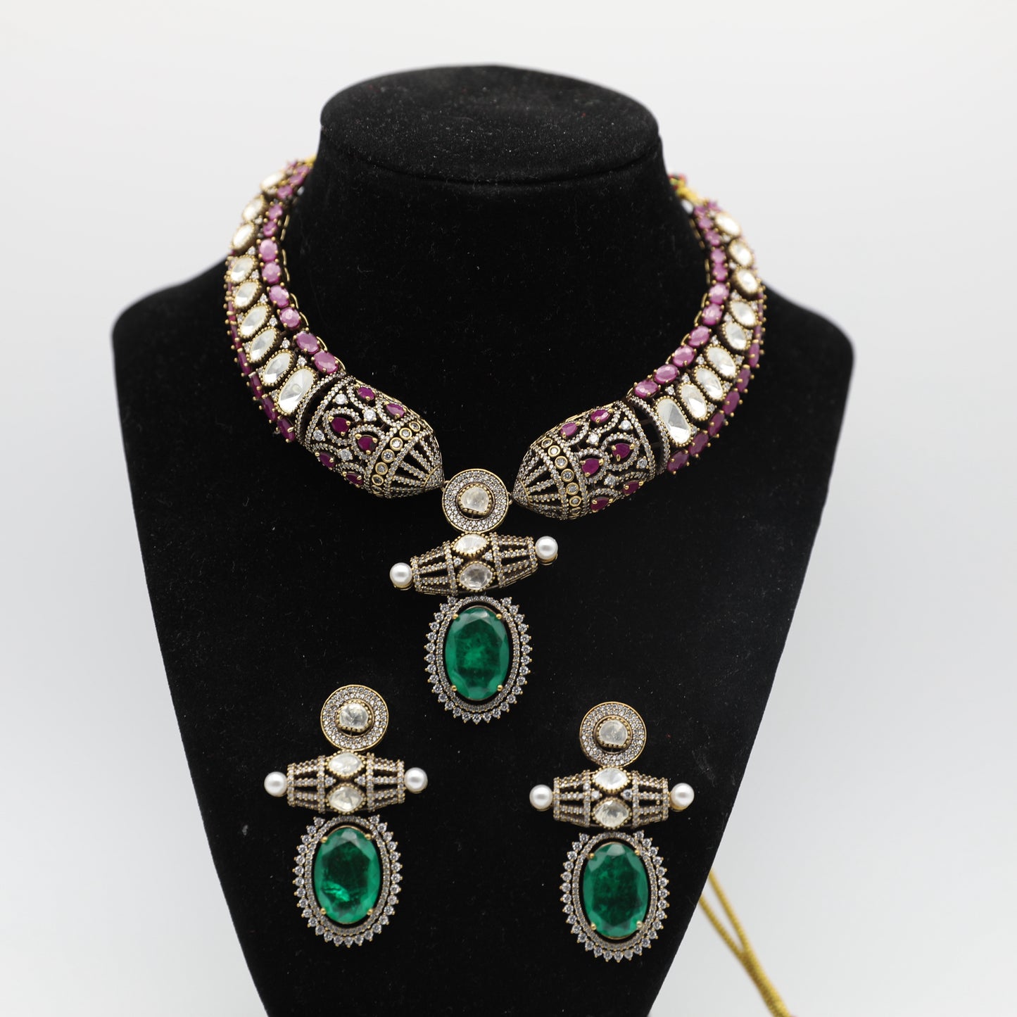 Moissanite Set β Super Premium Quality β Purple & Turquoise / Purple & Green πβ¨ (No Tikka)