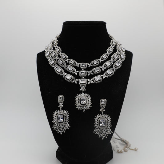 💎 American Diamond Necklace Set with Earrings ✨