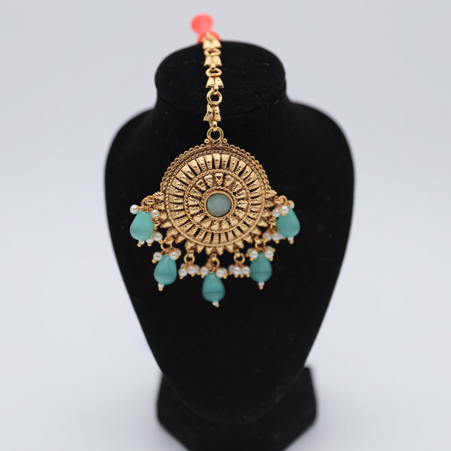 Gold Plated Set with Tikka – Mint Blue 💎💙👑✨