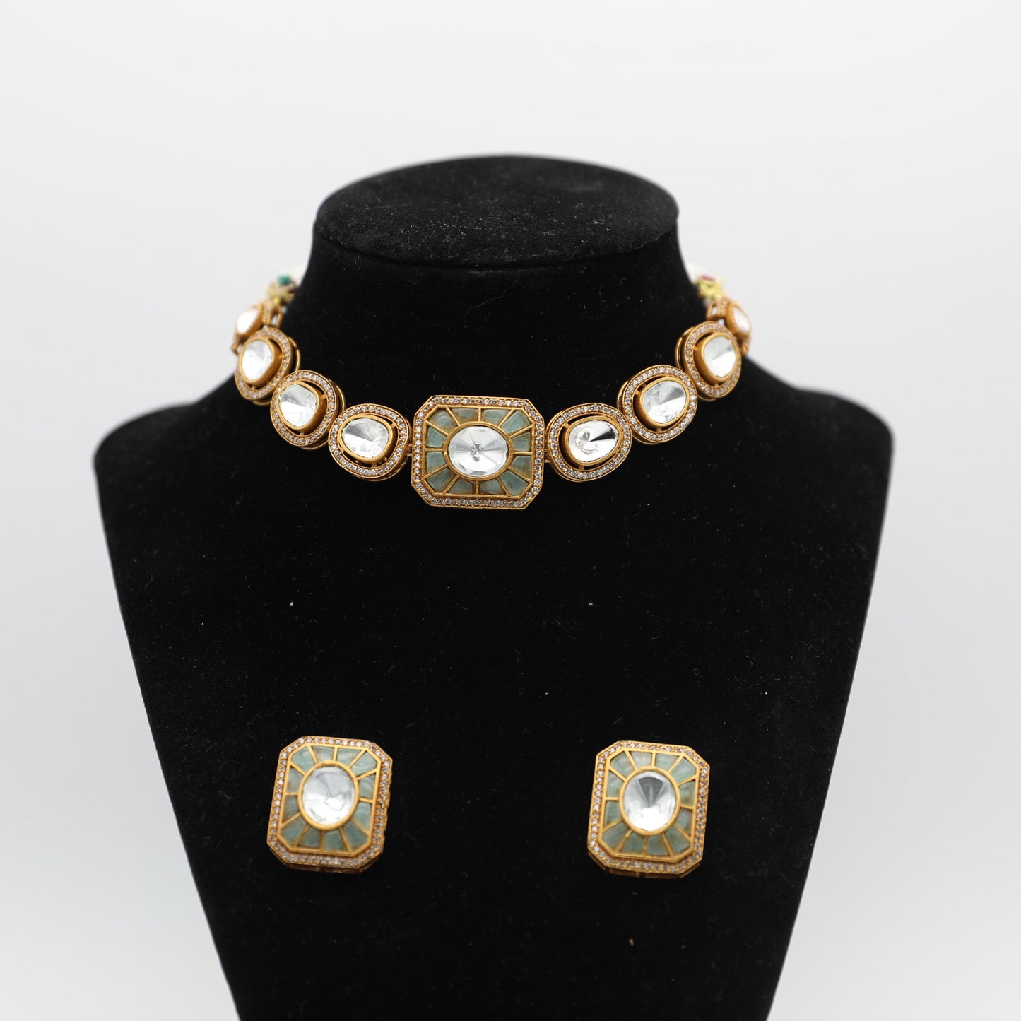 Moissanite Set – Blue & Mintish Green 💎✨
