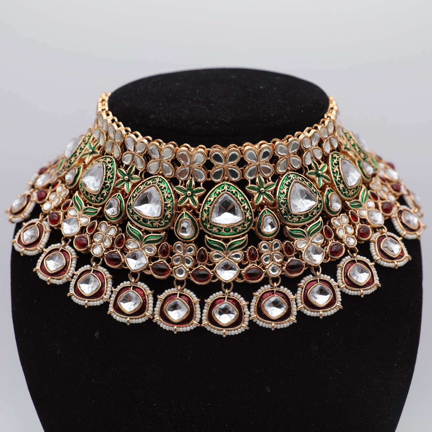 👑 Bridal Jewelry Set – Sheesh Patti with Tikka, Earrings with Sahara, Nath & 2 Rings