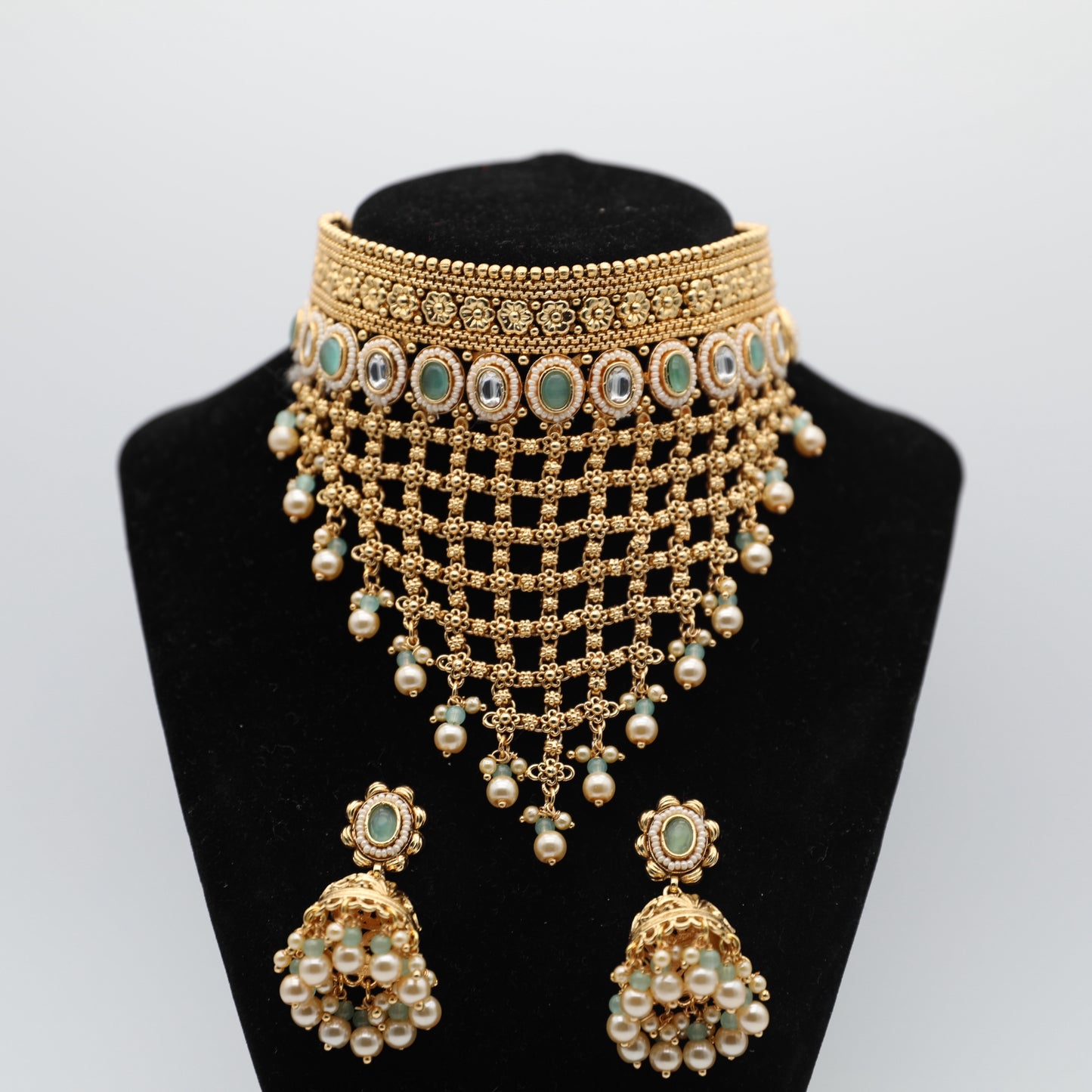 ✨ Gold-Plated Necklace Set – Main Necklace & Earrings (Multi Colors)
