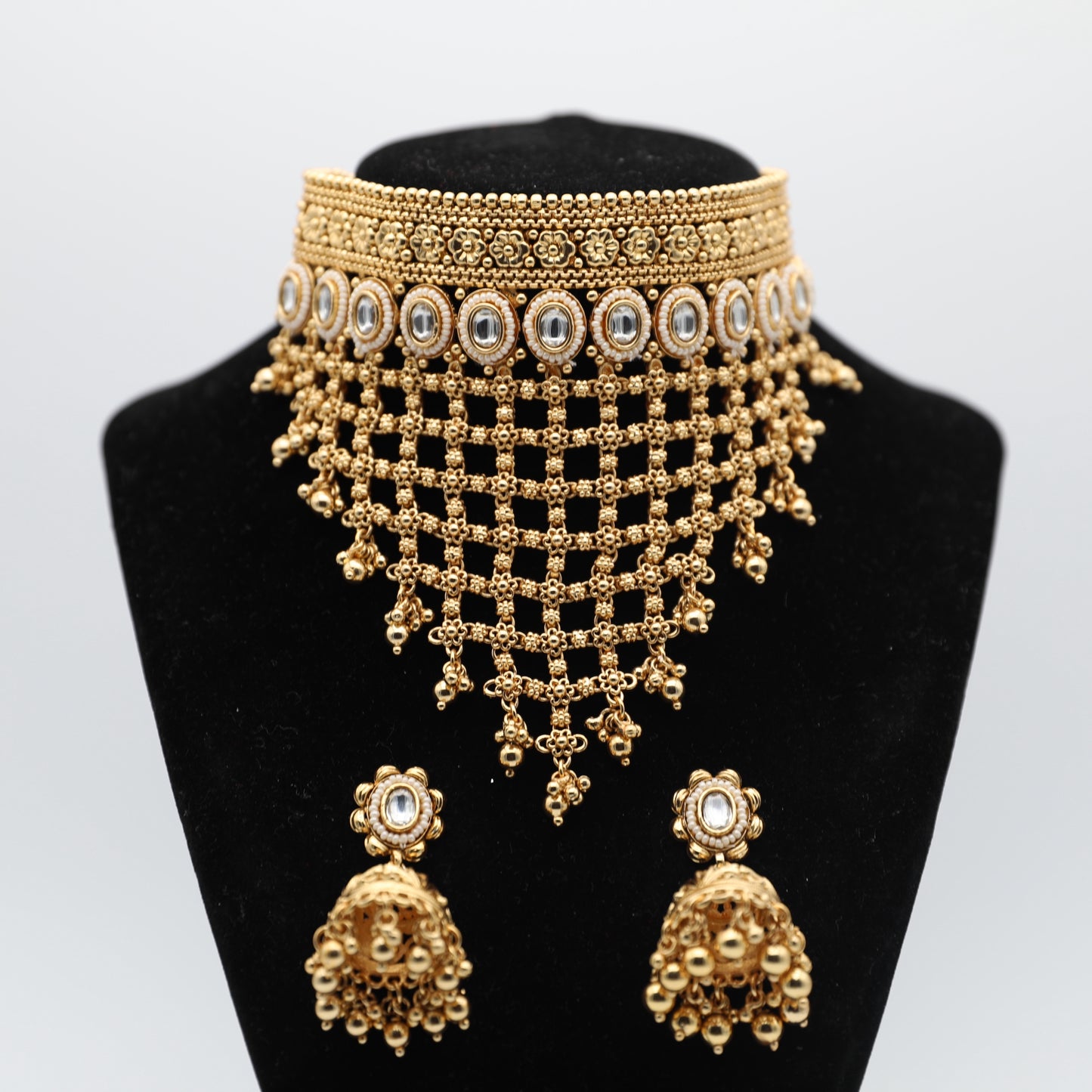 ✨ Gold-Plated Necklace Set – Main Necklace & Earrings (Multi Colors)