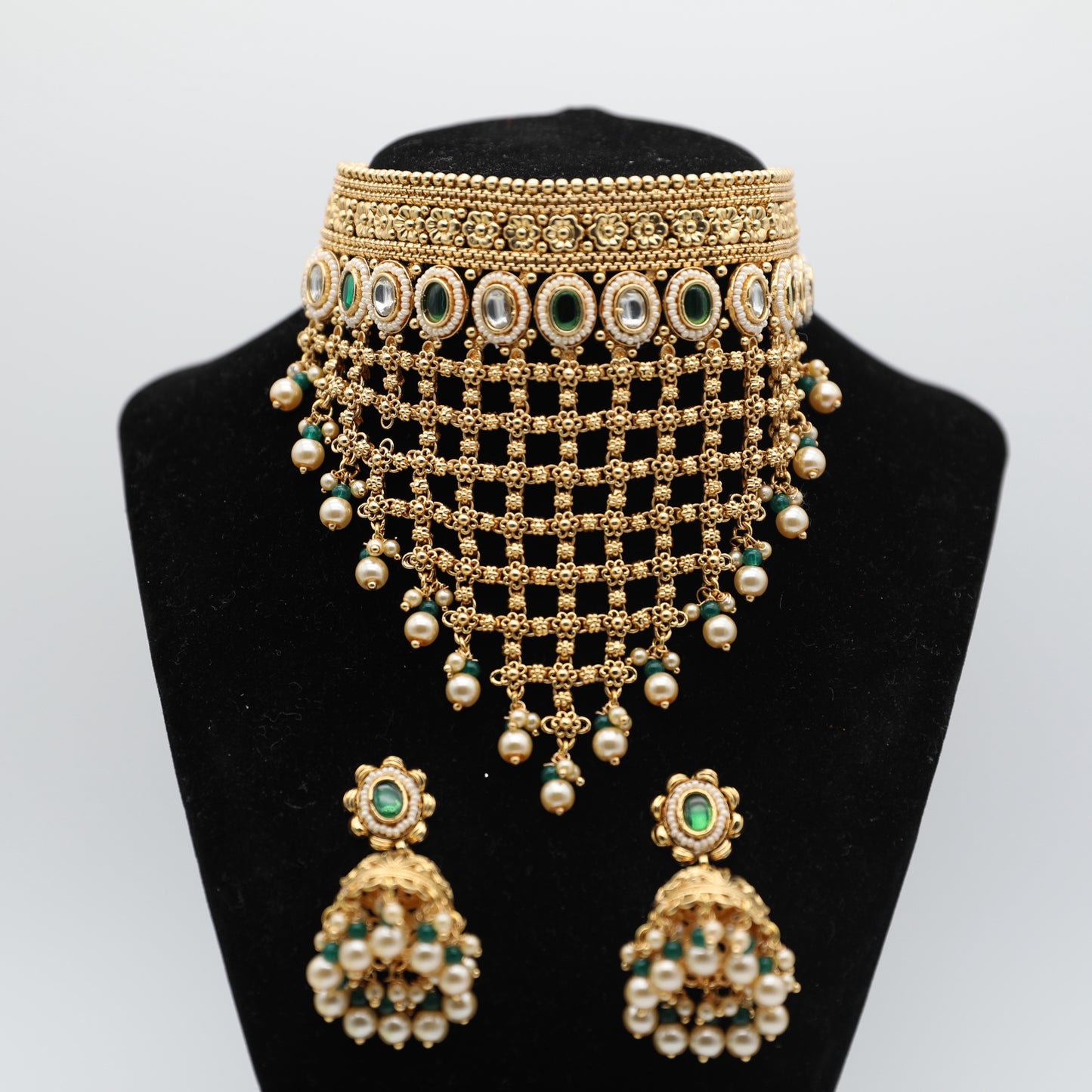 ✨ Gold-Plated Necklace Set – Main Necklace & Earrings (Multi Colors)