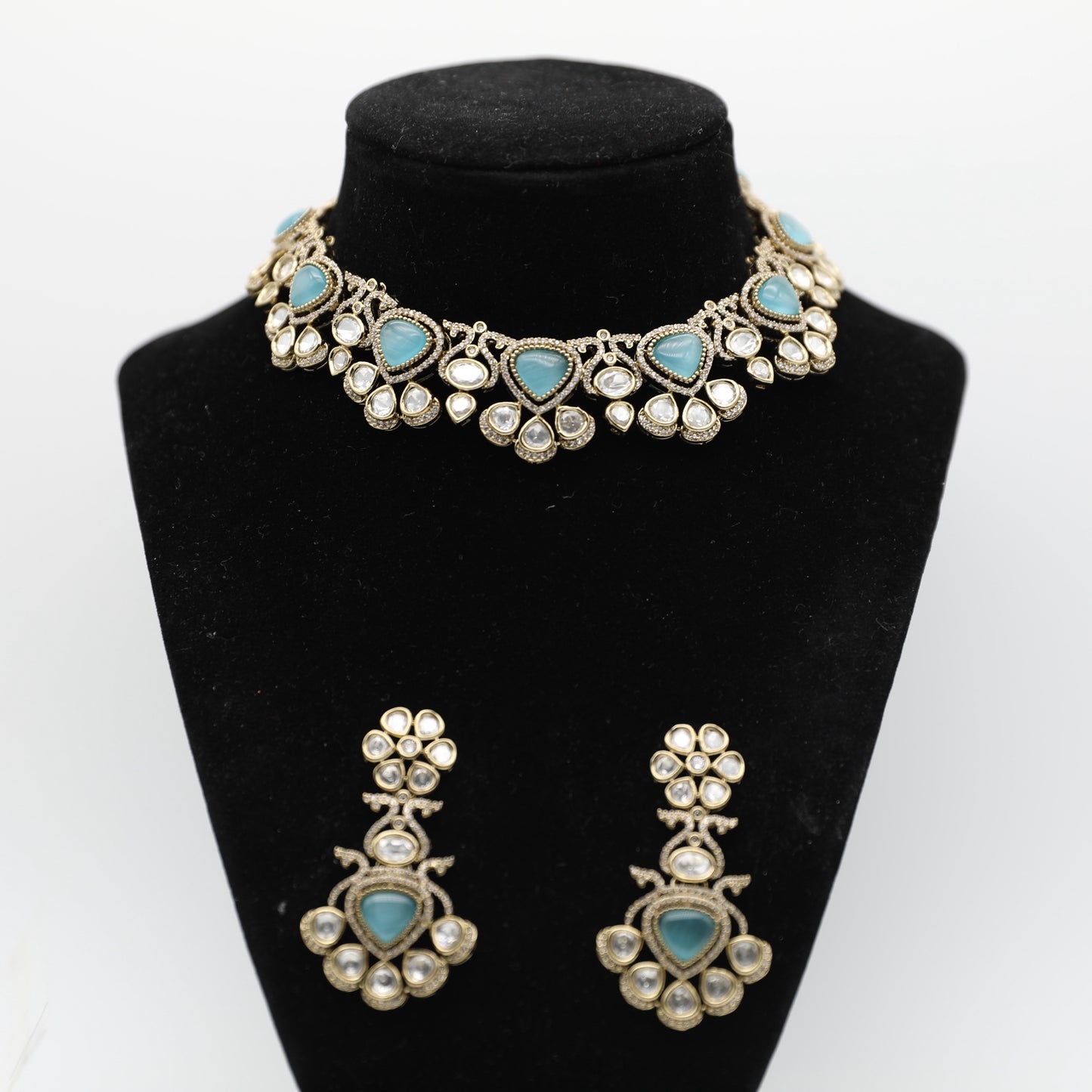 Moissanite Necklace & Earrings Set – Mint-Pink, White, Multi, Red, Pink, Blue 💎✨