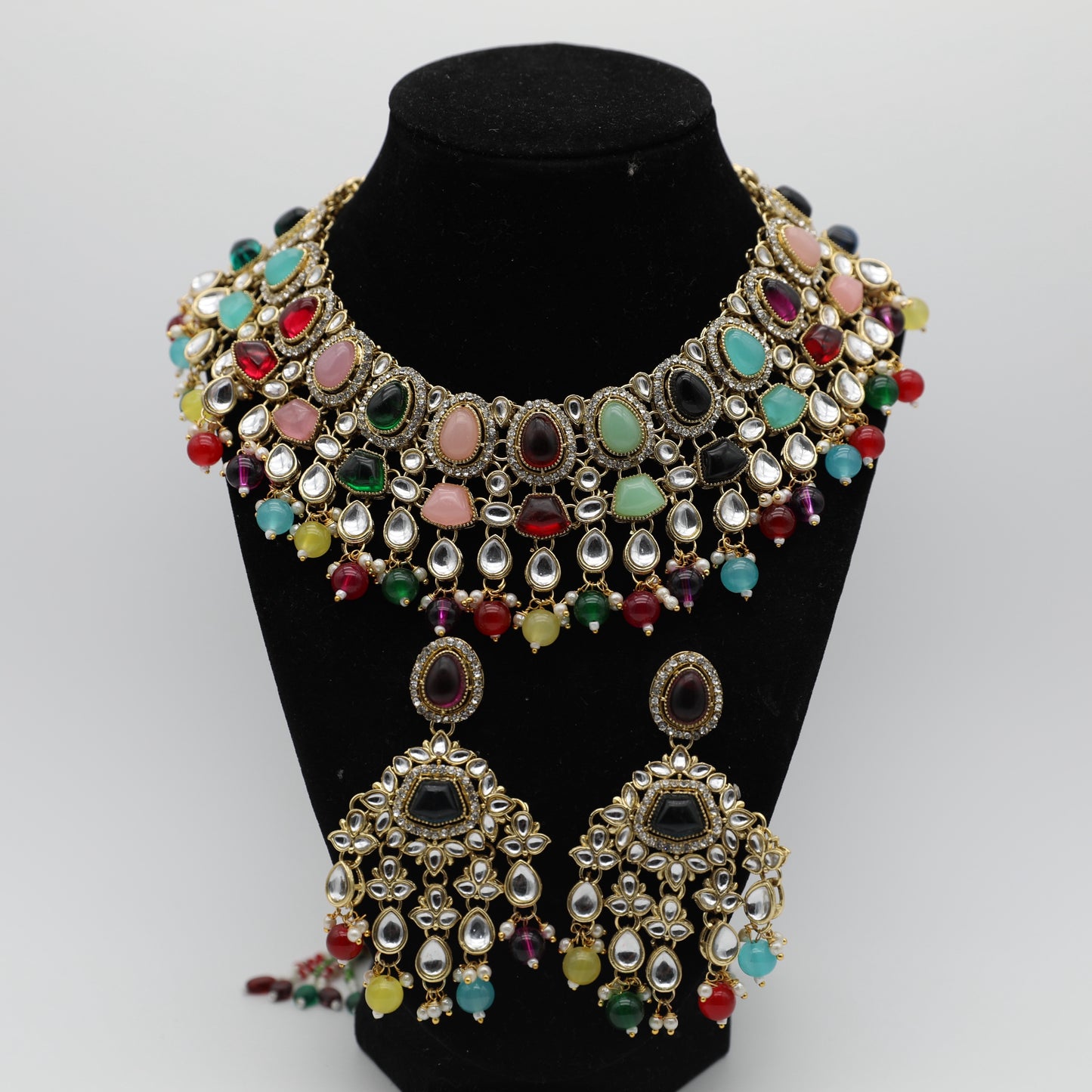 👑 Kundan Set – White, Baby Blue, Multi & Black ✨💎