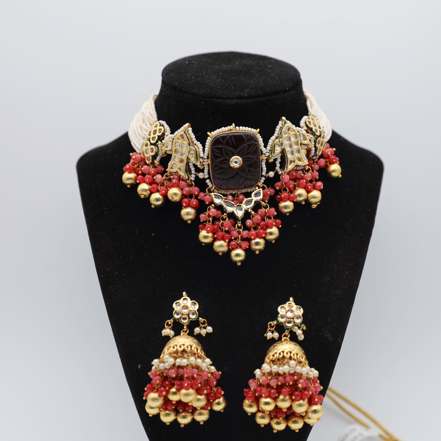 Kundan Set – Maroon ✨ (With Earrings & Tikka)