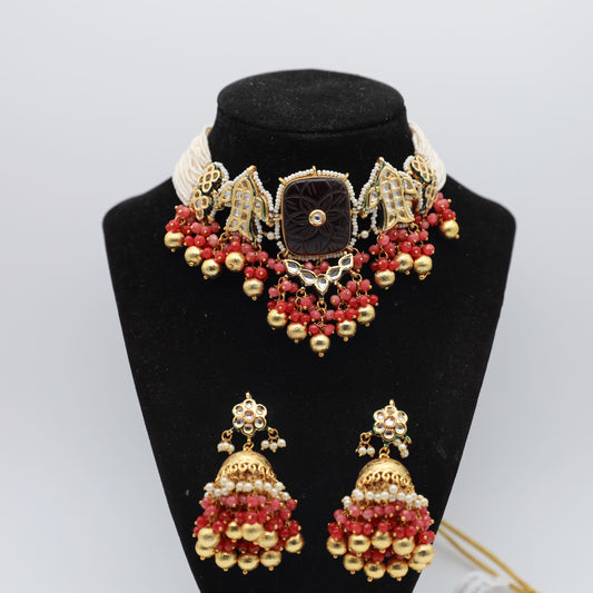 Kundan Set – Maroon ✨ (With Earrings & Tikka)