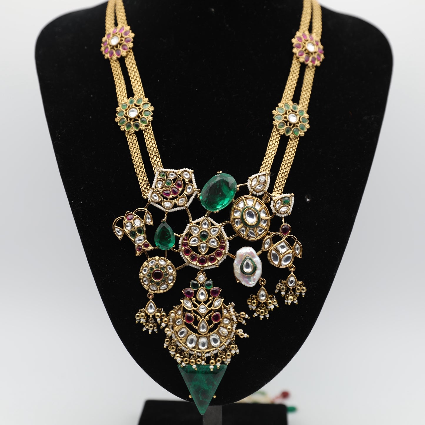 Appaci Kundan Long Set – Green ✨ (No Tikka)