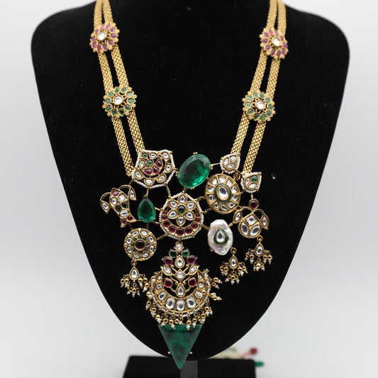 Appaci Kundan Long Set – Green ✨ (No Tikka)