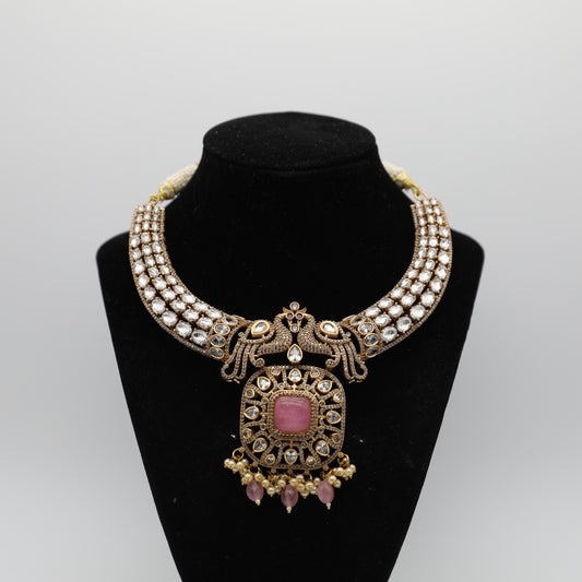 Moissanite Set – Very Premium Quality – Pink, Ruby & Green 💎✨ (No Tikka)