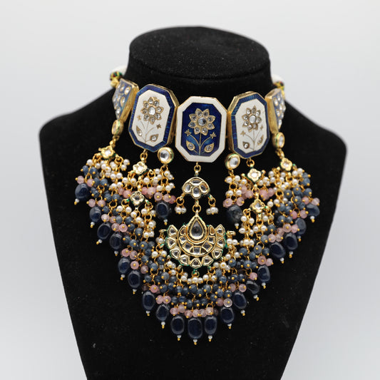 Kundan Set – Blue, Pink & Purple ✨ (No Tikka)