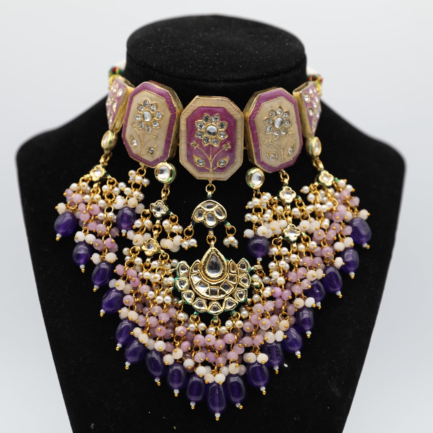 Kundan Set – Blue, Pink & Purple ✨ (No Tikka)