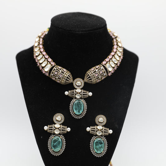 Moissanite Set – Super Premium Quality – Purple & Turquoise / Purple & Green 💎✨ (No Tikka)