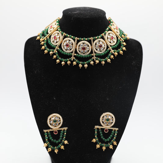Heritage Jewelry Set – Green, Ruby & White ✨💎